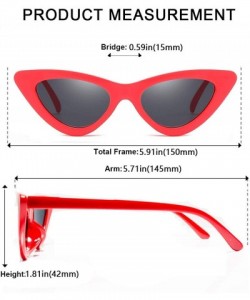 Goggle Retro Vintage Trendy Cat Eye Sunglasses For Women Clout Goggles Plastic Frame Glasses - Red&grey - CC18H7K95ZR $7.92