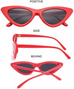 Goggle Retro Vintage Trendy Cat Eye Sunglasses For Women Clout Goggles Plastic Frame Glasses - Red&grey - CC18H7K95ZR $7.92