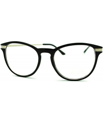 Round Round Clear Lens Glasses Womens Chic Keyhole Frame Eyeglasses - Black - CK11FPAVNOX $12.72