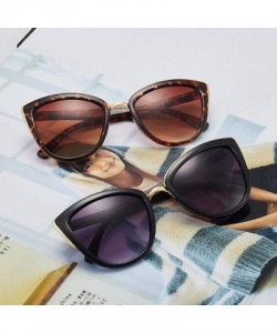 Oval Women's Fashion Sunglasses Trend Elegant Leopard Sunglasses - Black - C71957G3D8N $10.26