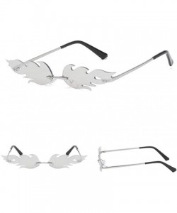 Rimless Women Retro Irregular Feathery Shape Metal Punk Style Sunglasses Vintage Glasses - B - CB196R3YC3A $9.35