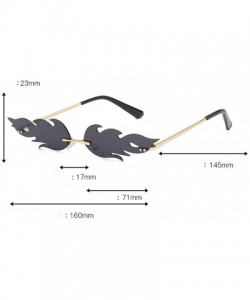 Rimless Women Retro Irregular Feathery Shape Metal Punk Style Sunglasses Vintage Glasses - B - CB196R3YC3A $9.35