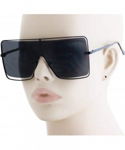 Oversized Large Celebrity Double Wire Flat Top Sunglasses Metal Frame Women Fashion Shades - Black - CC18T3M77OL $12.10