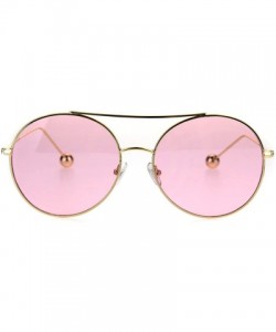 Oversized Womens Metal Ball Tip Retro Trend Unique Feminine Pilots Sunglasses - Gold Pink - CR185OHEL9R $13.20