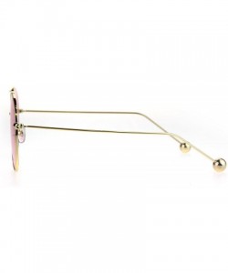 Oversized Womens Metal Ball Tip Retro Trend Unique Feminine Pilots Sunglasses - Gold Pink - CR185OHEL9R $13.20