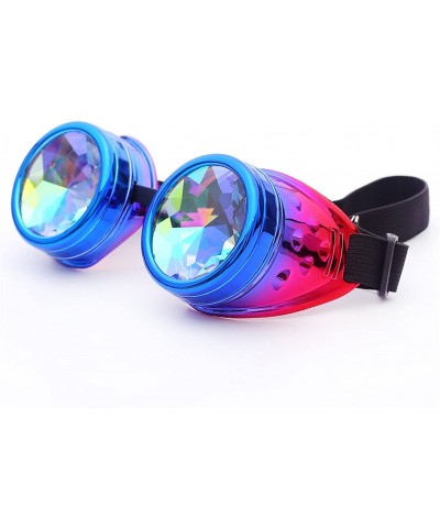 Aviator Kaleidoscope Steampunk Rave Glasses Goggles with Rainbow Crystal Glass Lens - Blue-purple - C518GLQX624 $14.17