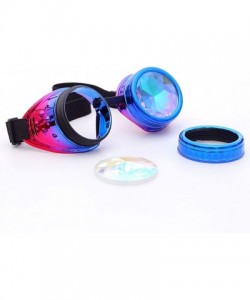 Aviator Kaleidoscope Steampunk Rave Glasses Goggles with Rainbow Crystal Glass Lens - Blue-purple - C518GLQX624 $14.17