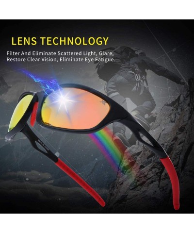 Sport Polarized Sport Sunglass for Run Bike Fish 100% UV Protect TR90 Unbreakable Frame for Adult - Red - CZ18TES98UE $14.71