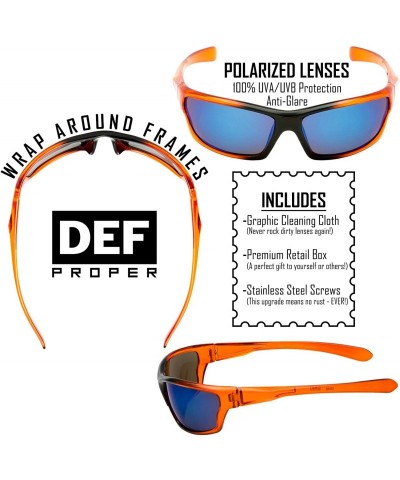 Wrap Polarized Wrap Around Sports Sunglasses - Orange - Blue Mirror - CG18D0N0603 $14.73