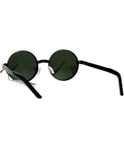 Round PASTL Fashion Sunglasses Unisex Round Circle 3 Tiered Metal Frame UV 400 - Gunmetal (Dark Green) - C21857R9AZZ $11.08