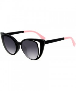 Cat Eye designer vintage retro Mirror women's cat eye sunglasses FF0136 - Black - CK12GMZSDDJ $26.45