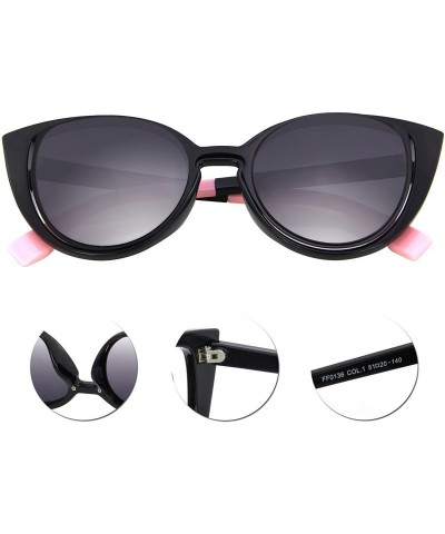 Cat Eye designer vintage retro Mirror women's cat eye sunglasses FF0136 - Black - CK12GMZSDDJ $26.45