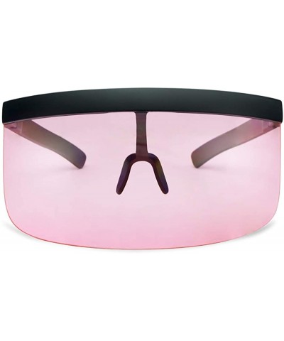 Shield Black Retro Futuristic Single Shield Color Oversized Wrap Cyclops/Visor Sunglasses - Matte Black - C6183ZHOL4R $13.93