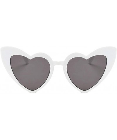 Oversized Women Lovely Heart Shape Over-sized Sunglasses Halloween Cat Eye Retro Sun Glasses UV400 - White Frame 1 Pack - CV1...