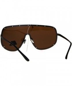 Shield Mens Polarized Anti-glare Shield Metal Rim Robotic Sunglasses - Copper Brown - C0186GK8WRA $11.02