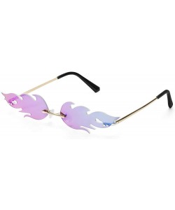 Rimless Women Fire Flame Sunglasses Rimless Wave Sun Glasses Novelty Eye Glasses Eyewear - Fire-purple - CW194URX8NK $13.71