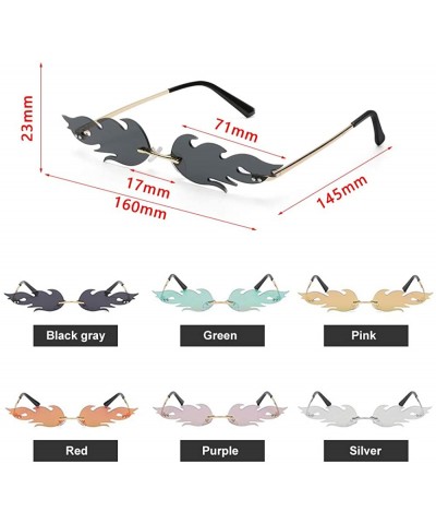 Rimless Women Fire Flame Sunglasses Rimless Wave Sun Glasses Novelty Eye Glasses Eyewear - Fire-purple - CW194URX8NK $13.71