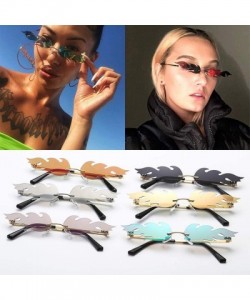 Rimless Women Fire Flame Sunglasses Rimless Wave Sun Glasses Novelty Eye Glasses Eyewear - Fire-purple - CW194URX8NK $13.71