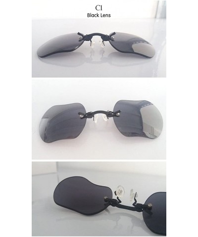 Rimless Retro Round Clip On Nose Sunglasses Matrix Morpheus Movie rimless - Black - C418CWW8UMX $11.20