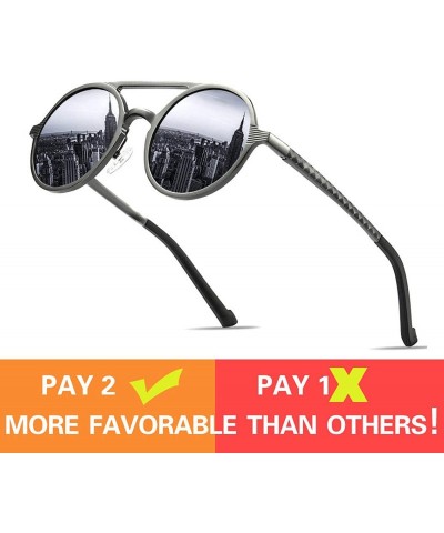 Sport Sunglasses Men Polarized Vintage Round Frame Sun Glasses Aluminum Magnesium Alloy Driver Driving Mirrors - C2197A2Y0KI ...