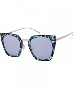 Oversized Oversized Cat Eye Optical Frame w/Flat Mirror Lens 32203-O-FLKGM - Blue Demi Rose Gold - CZ12NVHCF5Q $11.32