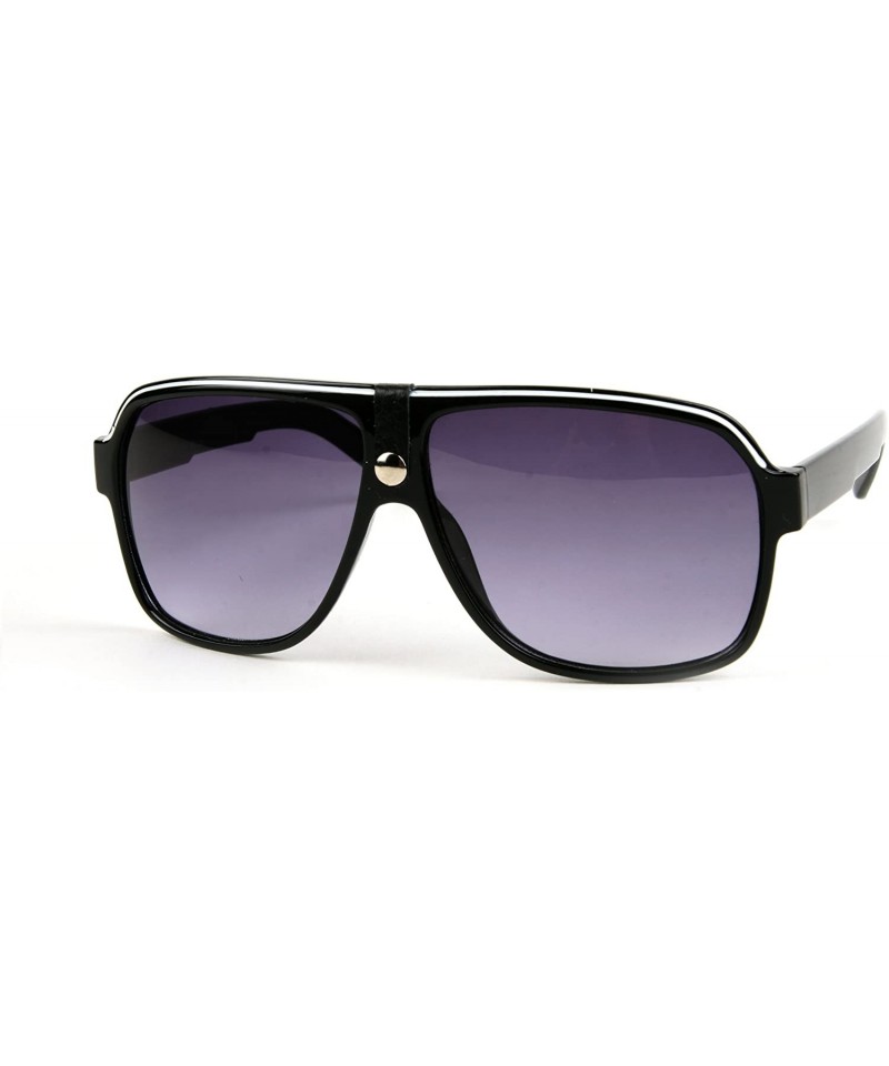 Aviator Unisex Fashion Aviator Color Plastic Frame Sunglasses P2106 (Black-Gradient Smoke Lens) - CS11ER9NJOB $16.95