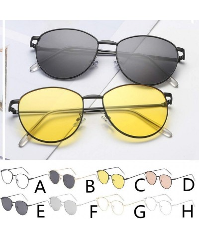 Aviator Unisex Classic Oval Shape Vintage Metal Full Frame Sunglasses Retro Glasses - F - CY196R4I7DI $9.74