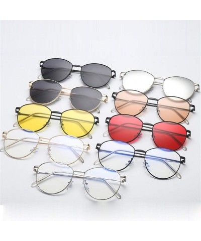 Aviator Unisex Classic Oval Shape Vintage Metal Full Frame Sunglasses Retro Glasses - F - CY196R4I7DI $9.74