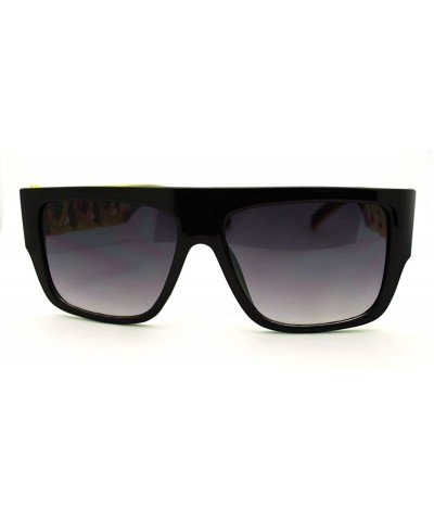 Square Thick Gold Chain Designer Celebrity Sunglasses Bold Square Plastic Frame - Black Gold - CT11GAXY5RB $9.37