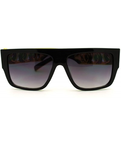 Square Thick Gold Chain Designer Celebrity Sunglasses Bold Square Plastic Frame - Black Gold - CT11GAXY5RB $9.37