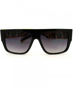 Square Thick Gold Chain Designer Celebrity Sunglasses Bold Square Plastic Frame - Black Gold - CT11GAXY5RB $9.37