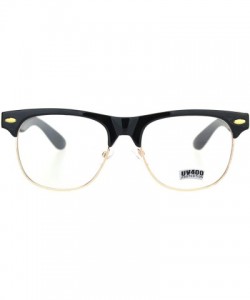 Rectangular Black Gold Classic Hipster Nerdy Half Horn Rim Clear Lens Fashion Eyeglasses - CJ18OTHYMX7 $9.90