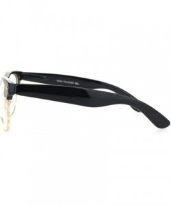 Rectangular Black Gold Classic Hipster Nerdy Half Horn Rim Clear Lens Fashion Eyeglasses - CJ18OTHYMX7 $9.90