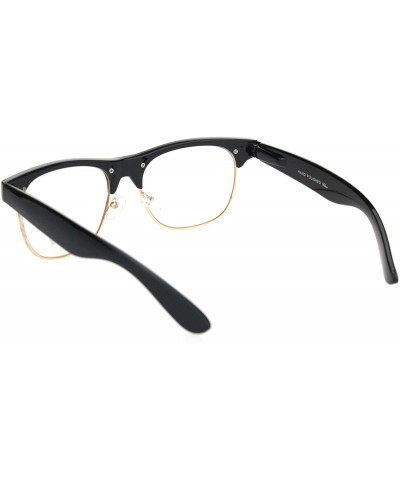 Rectangular Black Gold Classic Hipster Nerdy Half Horn Rim Clear Lens Fashion Eyeglasses - CJ18OTHYMX7 $9.90