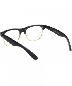 Rectangular Black Gold Classic Hipster Nerdy Half Horn Rim Clear Lens Fashion Eyeglasses - CJ18OTHYMX7 $9.90