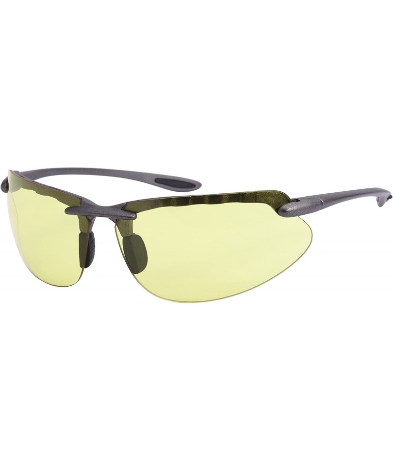 Wrap Men's Wraparound Night Driving Yellow Lens Sunlgasses 570053-ND - Matte Grey - C2125WED0XT $11.24