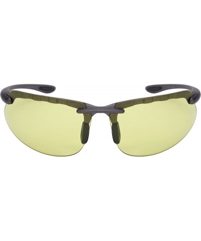 Wrap Men's Wraparound Night Driving Yellow Lens Sunlgasses 570053-ND - Matte Grey - C2125WED0XT $11.24