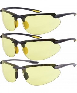 Wrap Men's Wraparound Night Driving Yellow Lens Sunlgasses 570053-ND - Matte Grey - C2125WED0XT $11.24