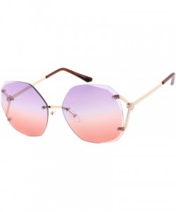 Shield Butterfly Frameless Octo Candy Lens 80s Retro Fashion Sunglasses - Purple - CL18UU2CUKH $10.92