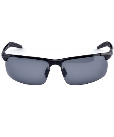 Sport Men's Polarized Sunglasses for Driving Fishing Golf Metal Glasses UV400 - Black - C918ZD8UATO $16.95