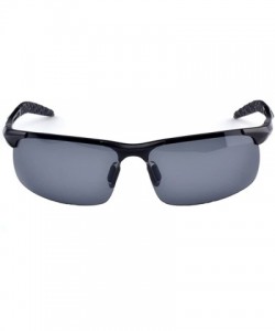 Sport Men's Polarized Sunglasses for Driving Fishing Golf Metal Glasses UV400 - Black - C918ZD8UATO $16.95