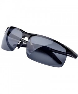 Sport Men's Polarized Sunglasses for Driving Fishing Golf Metal Glasses UV400 - Black - C918ZD8UATO $16.95