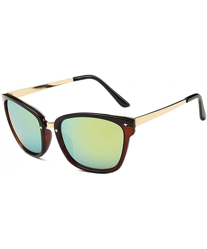 Wayfarer Colorful Mirrored Lens Retro Wayfarer Unisex Colorful Polarized Sunglasses - Brown/Green - CF12IOUY2JJ $19.33