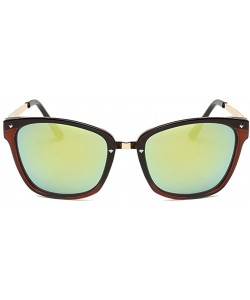 Wayfarer Colorful Mirrored Lens Retro Wayfarer Unisex Colorful Polarized Sunglasses - Brown/Green - CF12IOUY2JJ $19.33