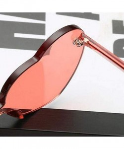 Rimless Heart Shaped Sunglasses for Women Ladies Unisex Candy Color Travel PC Frame Resin Lens Sunglasses UV400 Eyewear - CD1...