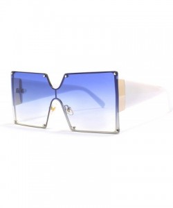 Oversized Fashion Square Sunglasses Women Er Oversized Gradient Blue Black One Piece Sun Glasses Style Shades UV400 - CG199C0...