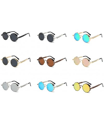 Round Men Women Retro Polarized Glasses Punk Round Metal UV400 Eyewear Sunglasses - Coffee + Brown - CH1884NAINN $11.66