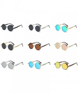 Round Men Women Retro Polarized Glasses Punk Round Metal UV400 Eyewear Sunglasses - Coffee + Brown - CH1884NAINN $11.66