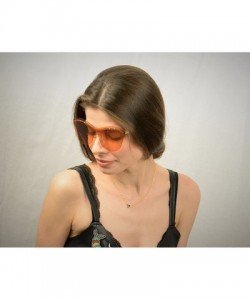 Round Oversized Rimless Sunglasses Clear Lens Womens Eyewear - Light Orange Lens - CH1802984LZ $7.35