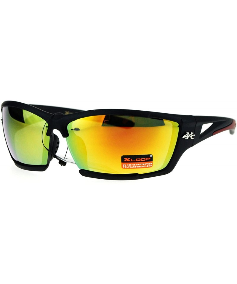 Xloop Mens Sports Sunglasses Wrap Around Rectangular Frame UV 400 - Black  Red - CY18564U978